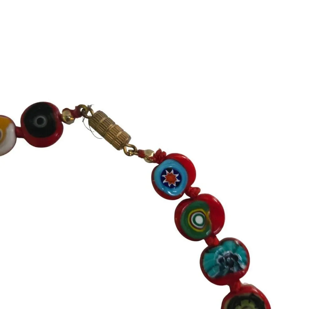 Vintage Venetian Glass Bread Necklace Knotted Made In Italy 16